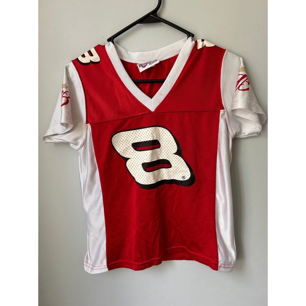 Winners Circle Dale Earnhardt Jr 8 NASCAR Racing Jersey Red White Womens Large